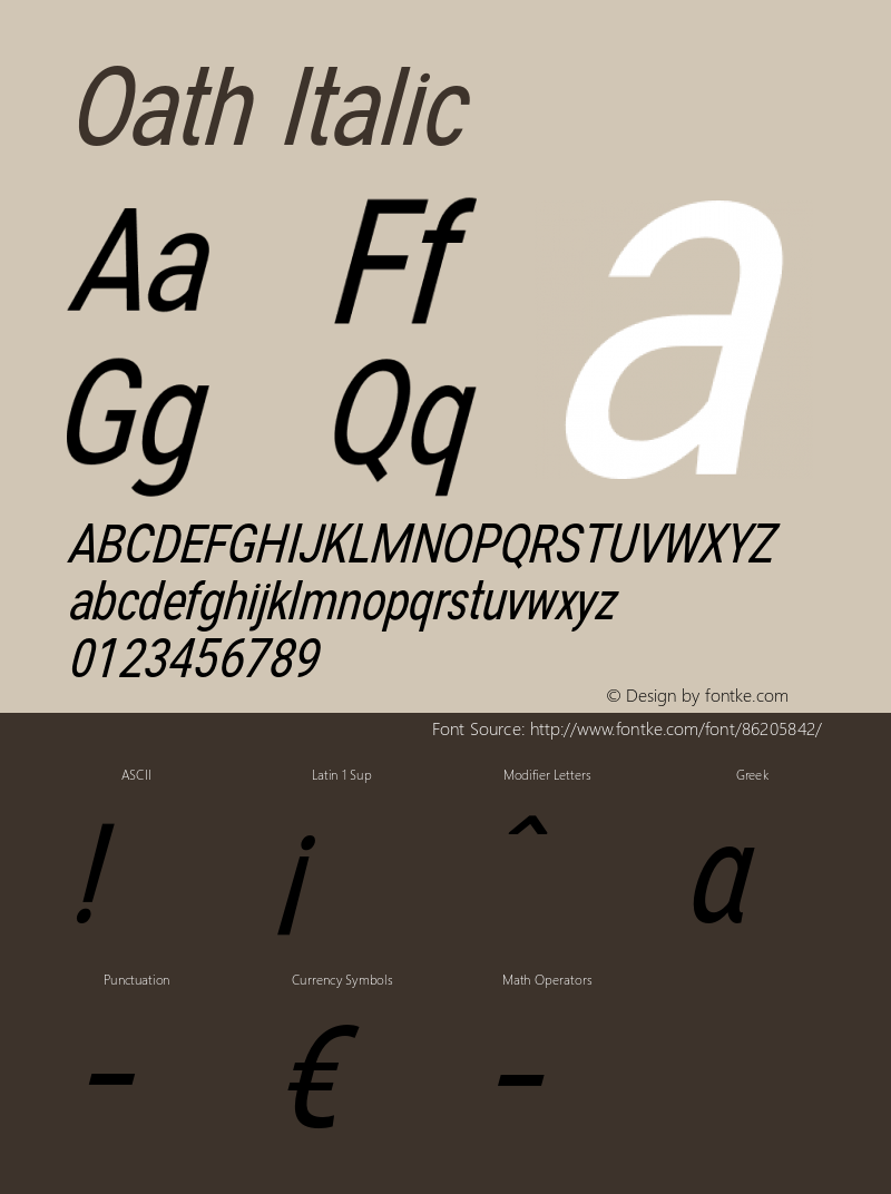 Oath-Italic Version 1.000 Font Sample