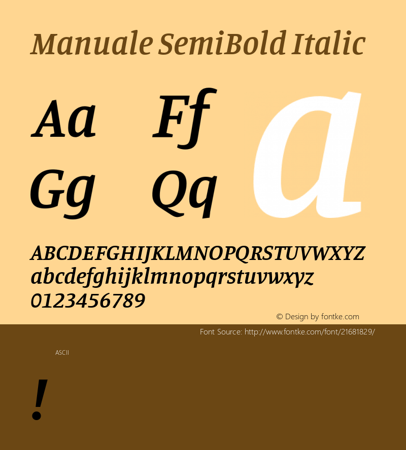 Manuale SemiBold Italic  Font Sample