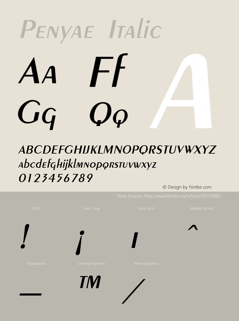 Penyae Italic Weatherly Systems, Inc.  6/13/95 Font Sample