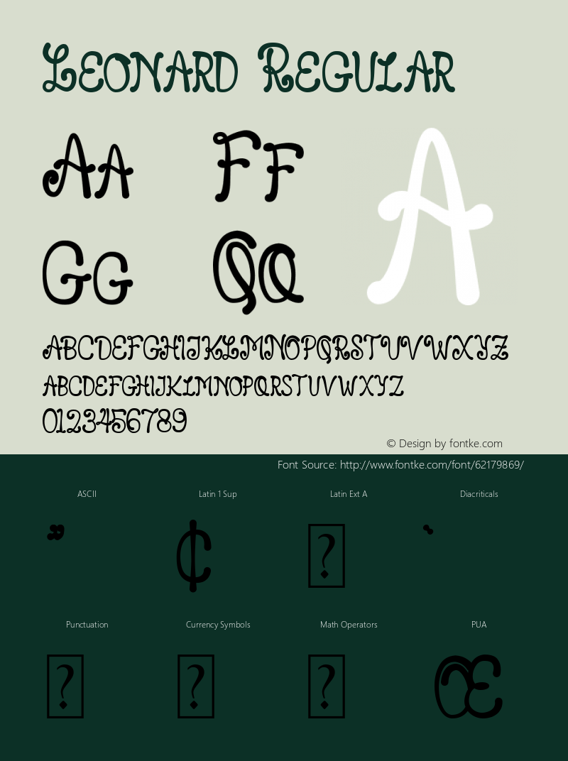 Leonard Version 1.00;March 25, 2020;FontCreator 12.0.0.2563 64-bit Font Sample