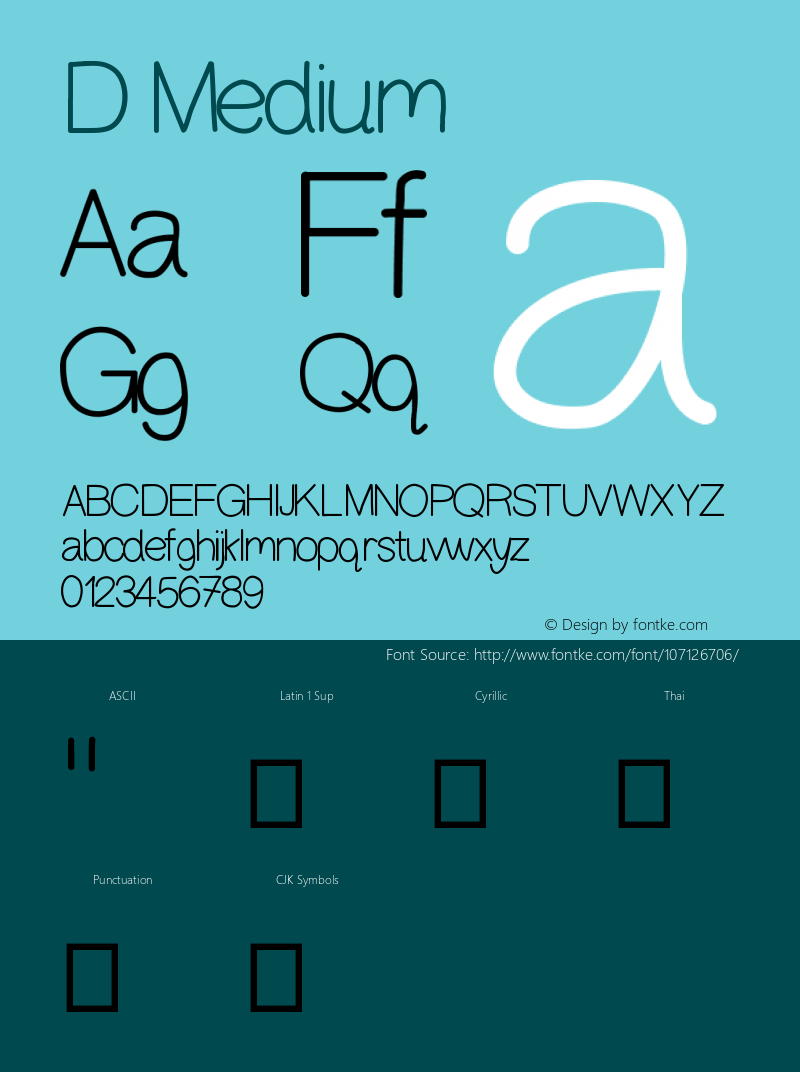 D Version 001.000 Font Sample