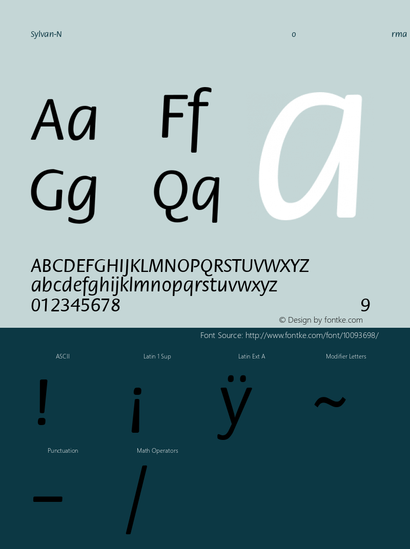 Sylvan-Normal Regular Unknown Font Sample