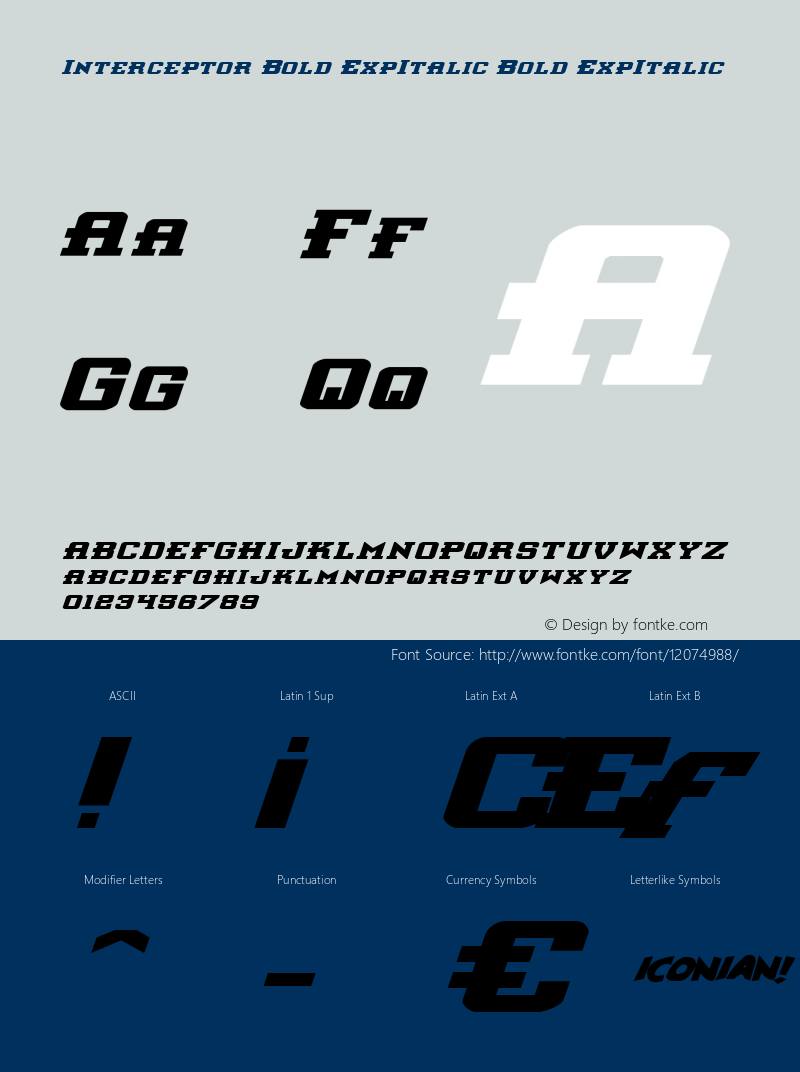 Interceptor Bold ExpItalic Bold ExpItalic 1 Font Sample