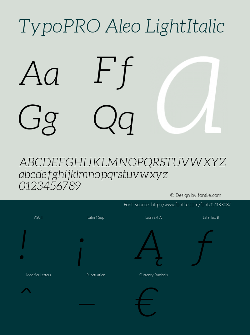 TypoPRO Aleo LightItalic Version 1.1 Font Sample