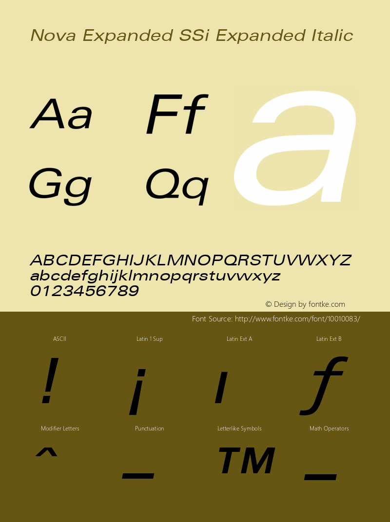 Nova Expanded SSi Expanded Italic 001.000 Font Sample