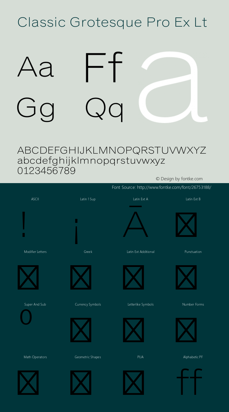 Classic Grotesque Pro Ex Lt Version 1.00 Font Sample