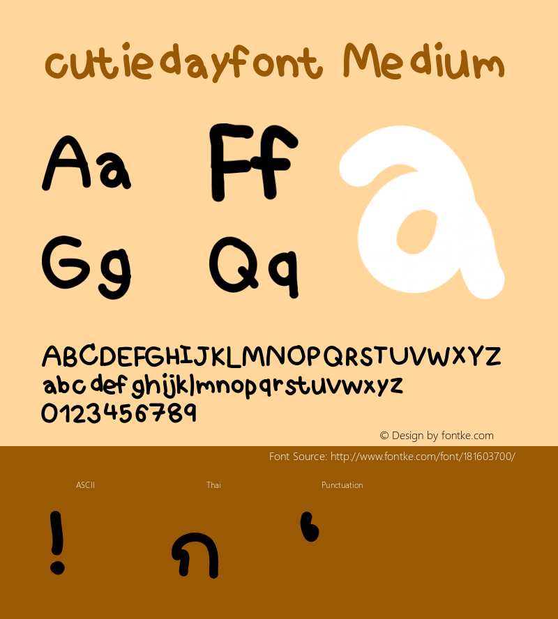 cutiedayfont Version 001.000图片样张