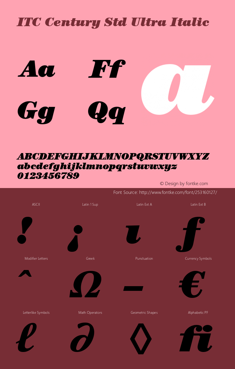 ITC Century Std Ultra Italic Version 1.000 Build 1000图片样张