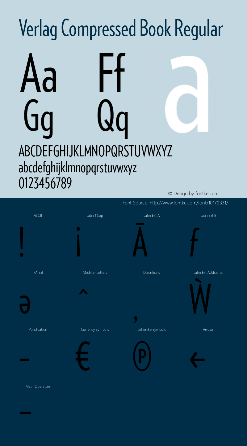 Verlag Compressed Book Regular Unknown Font Sample