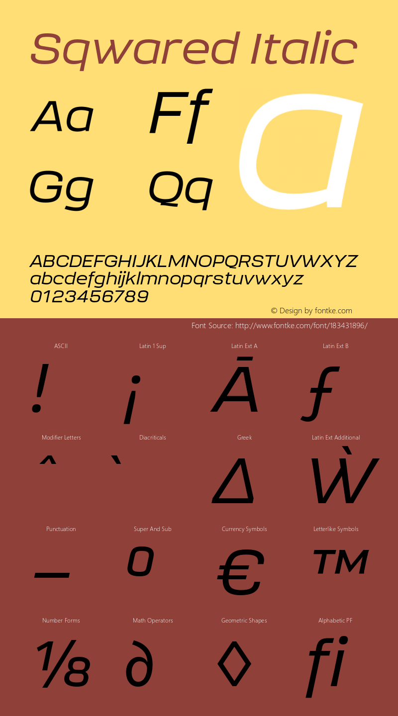 Sqwared Italic Version 1.000;hotconv 1.0.109;makeotfexe 2.5.65596图片样张