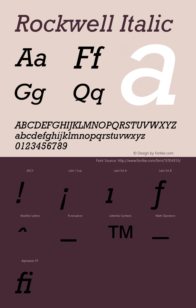 Rockwell Italic Version 4 Font Sample