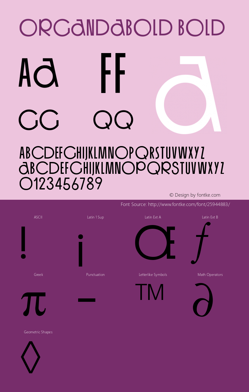 OrgandaBold Version 001.003 Font Sample