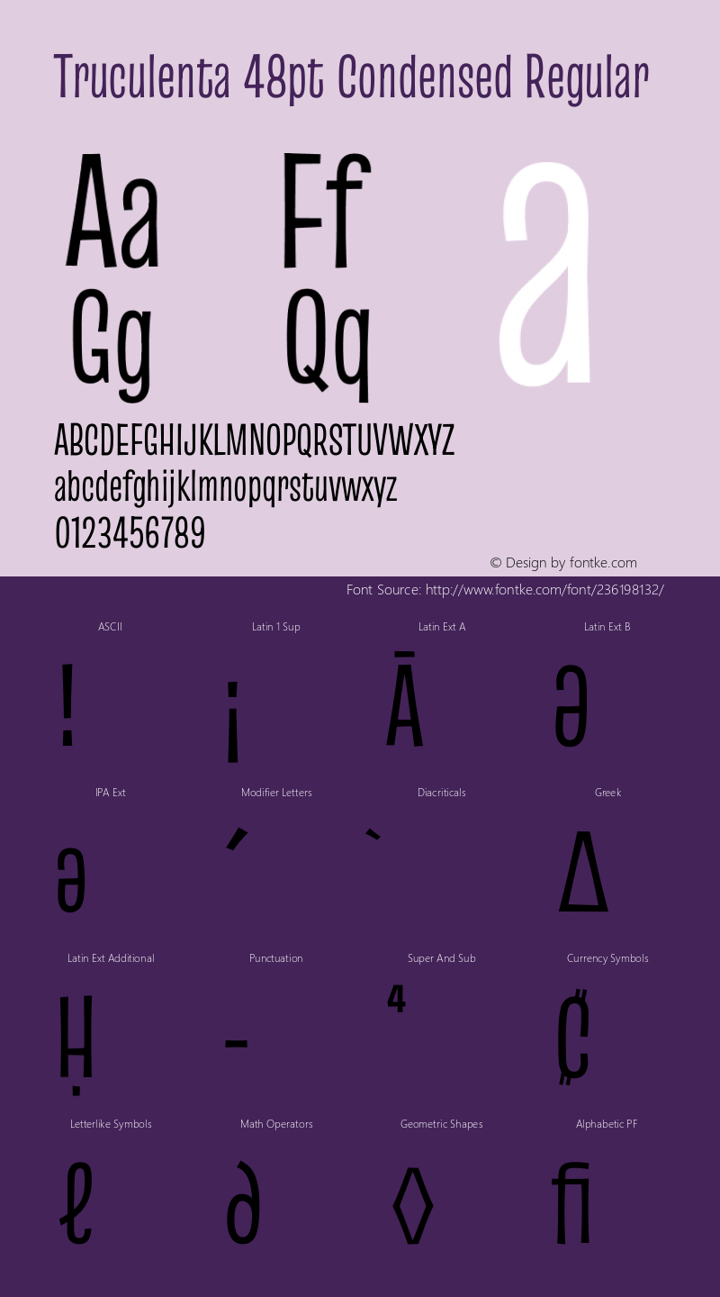 Truculenta 48pt Condensed Regular Version 1.002图片样张