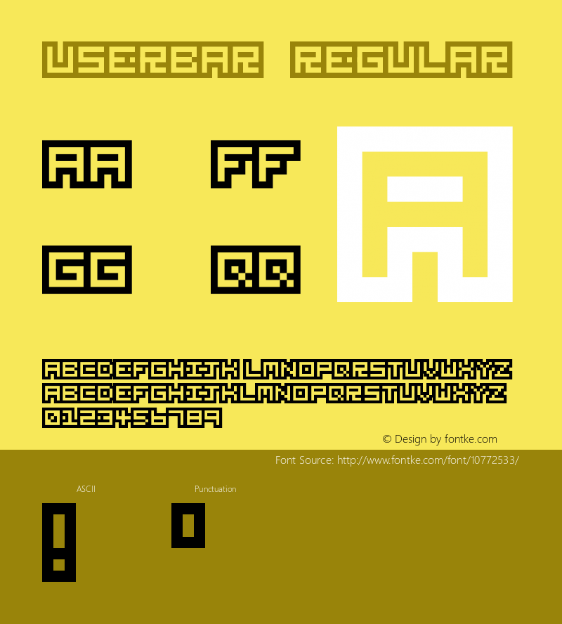 Userbar Regular Version 1.0 Font Sample