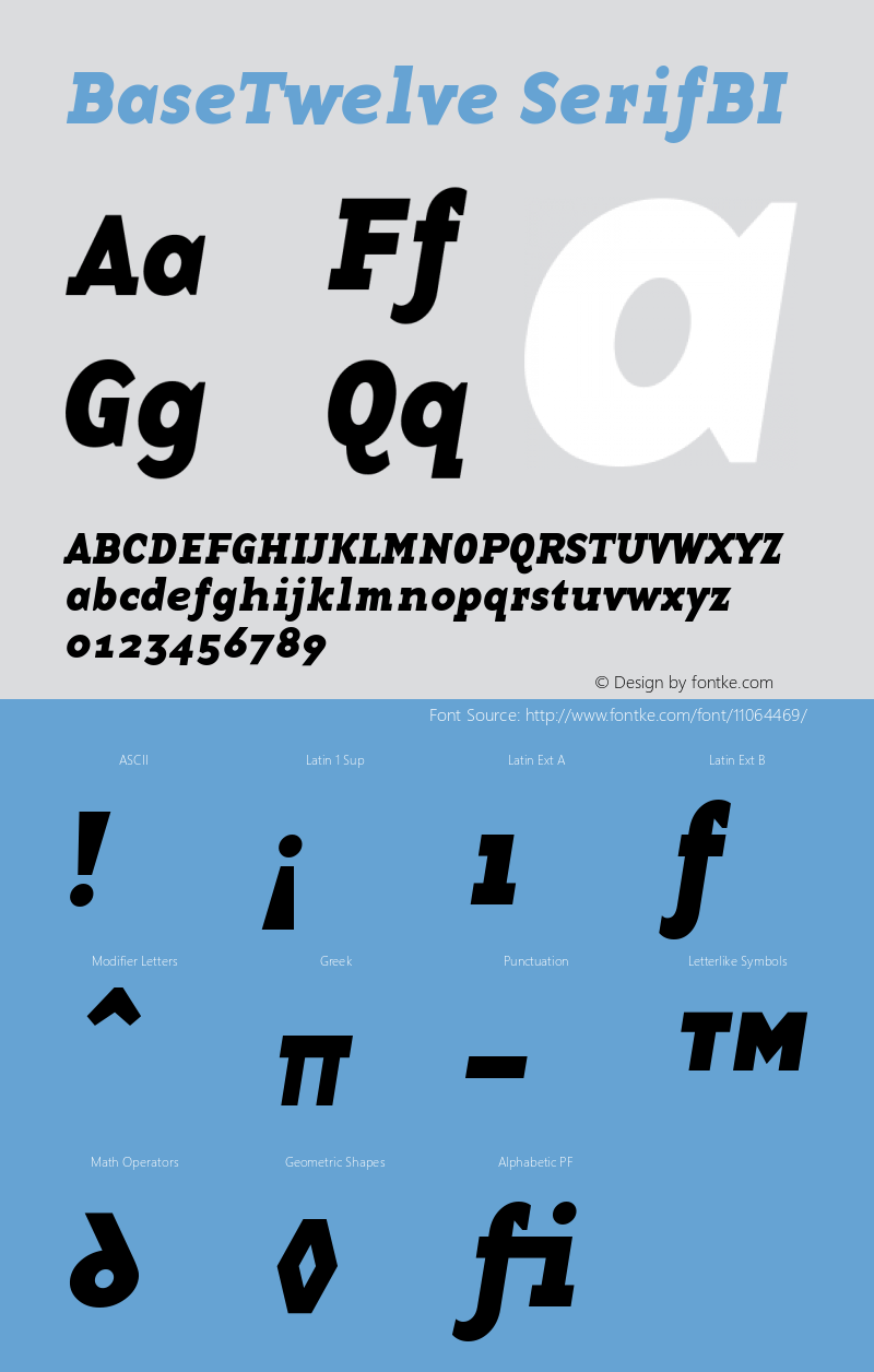 BaseTwelve SerifBI Version 001.000 Font Sample