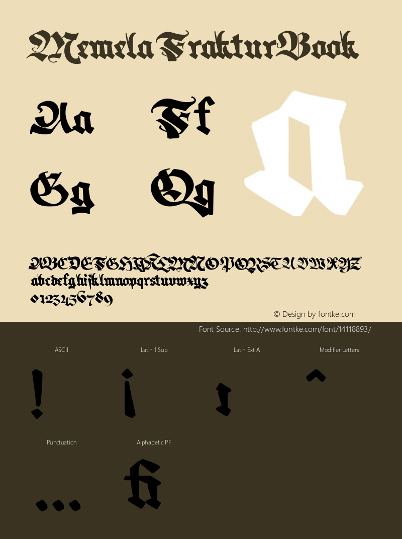 Memela Fraktur Book Version 1.000 Font Sample