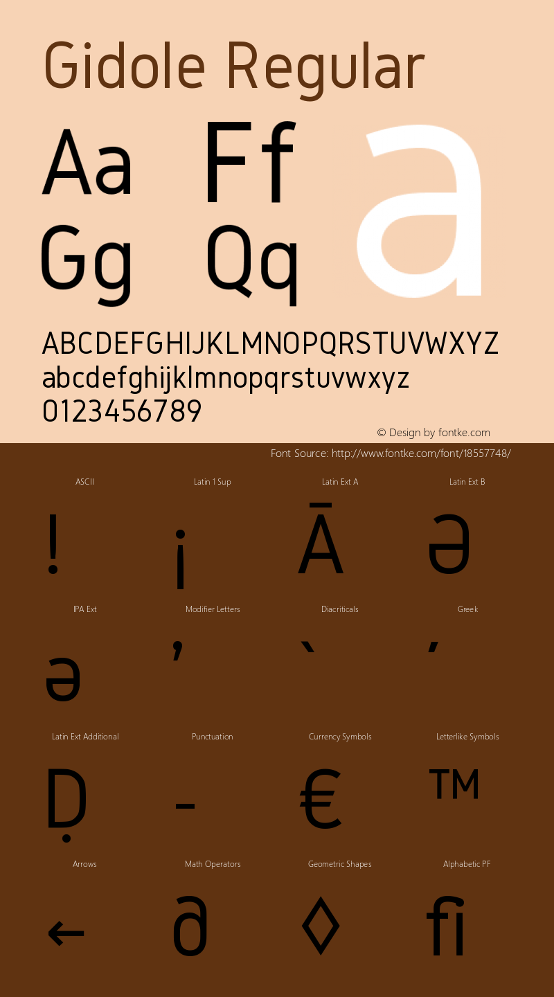 Gidole Regular Version 1.0.2 Font Sample