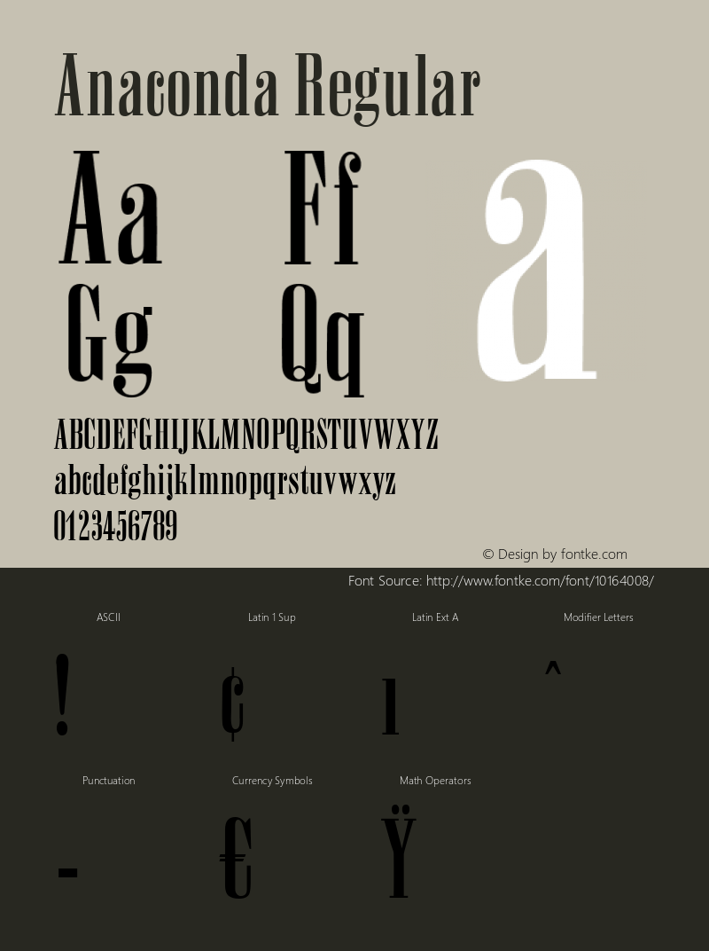 Anaconda Regular Version 1.0 20-10-2002 Font Sample