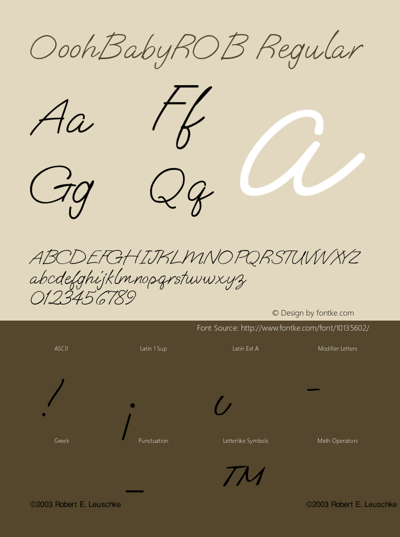 OoohBabyROB Regular Macromedia Fontographer 4.1.5 7/22/04 Font Sample