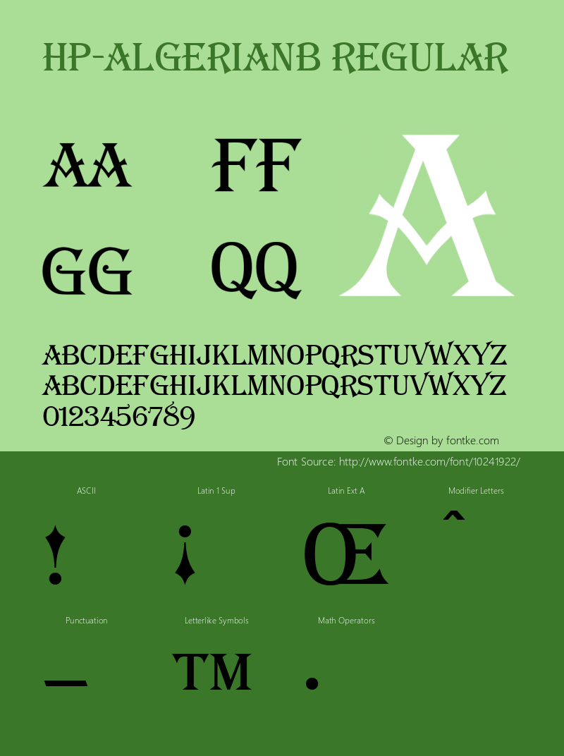 HP-AlgerianB Regular 2 Font Sample