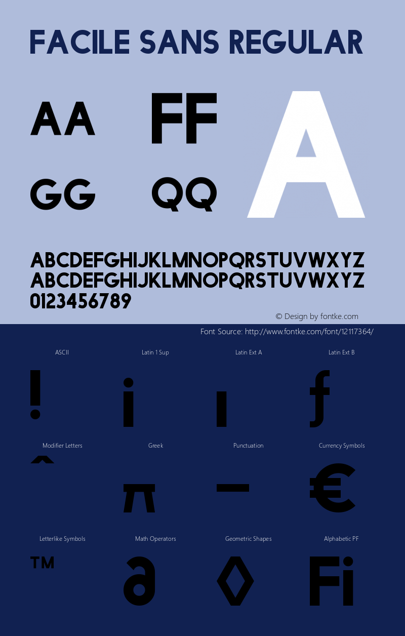 Facile Sans Regular Version 001.001 Font Sample