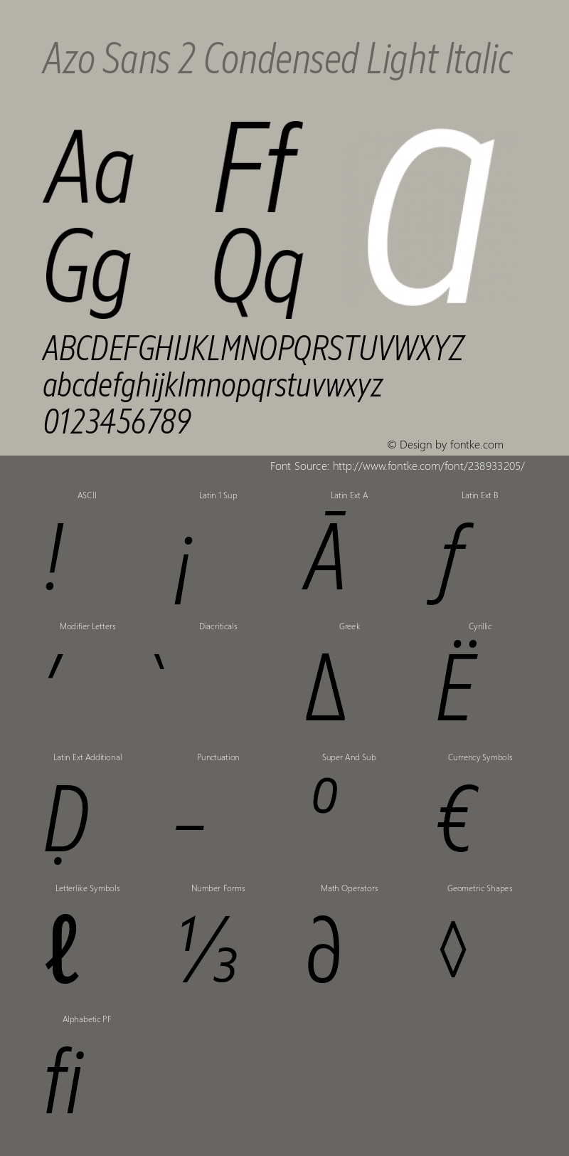Azo Sans 2 Condensed Light Italic Version 2.003图片样张