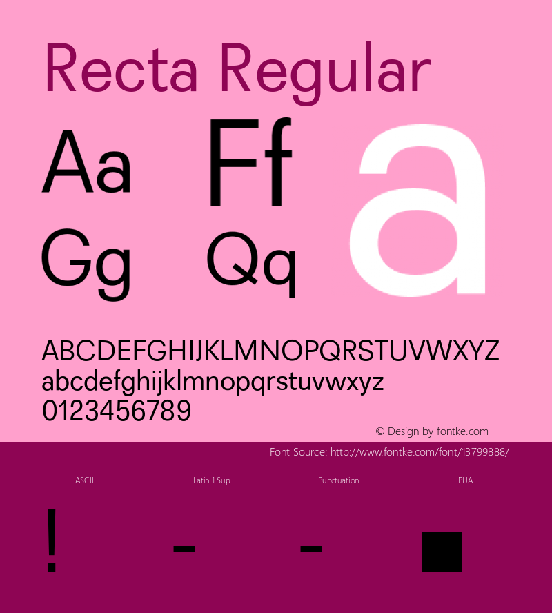 Recta Regular Version 1.000 Font Sample