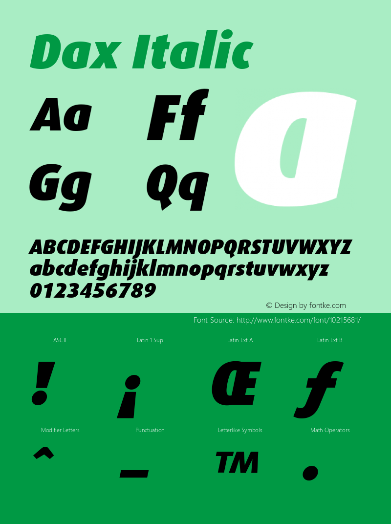 Dax Italic Version 1.00 Font Sample