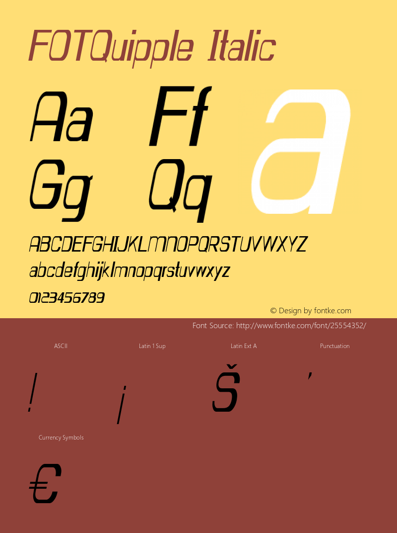 FOTQuipple-Italic Version 1.000 Font Sample