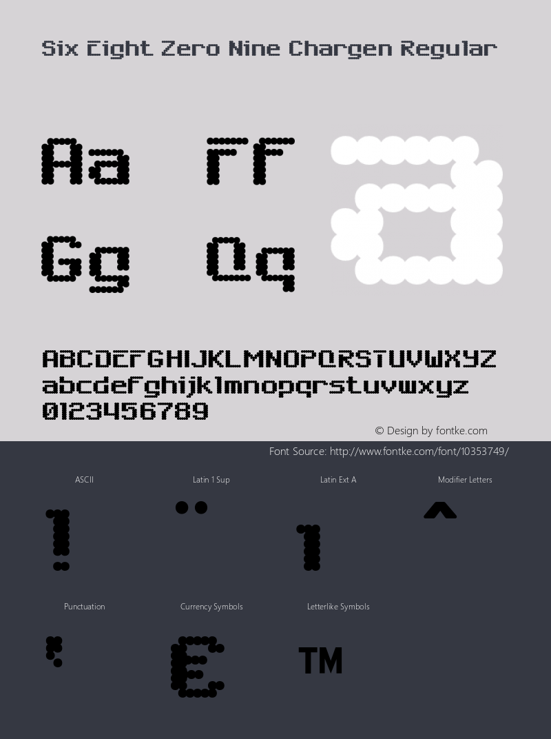 Six Eight Zero Nine Chargen Regular OTF 3.000;PS 001.001;Core 1.0.29 Font Sample