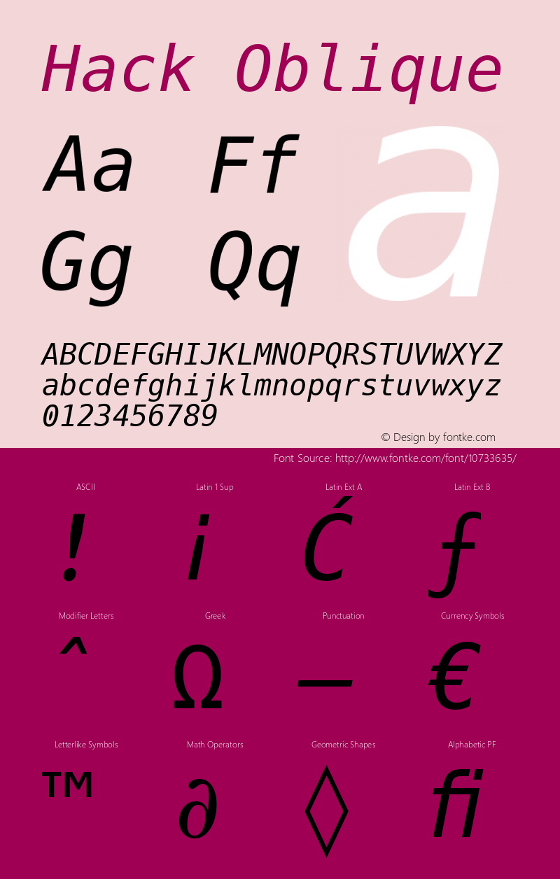 Hack Oblique 1.0.1 Font Sample