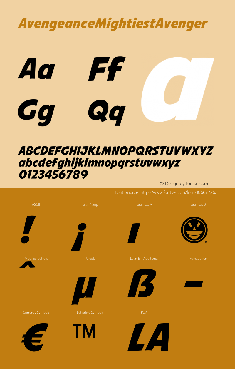 AvengeanceMightiestAvenger ☞ com.myfonts.easy.fontry.avengeance.mightiest.wfkit2.version.3Pr5 Font Sample