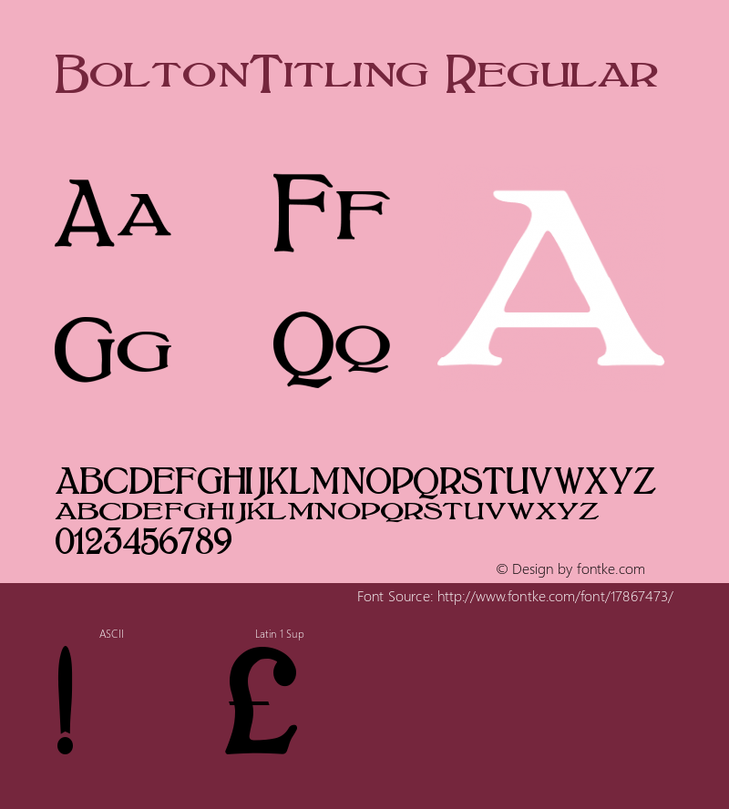 BoltonTitling Regular Version 1.00 Font Sample