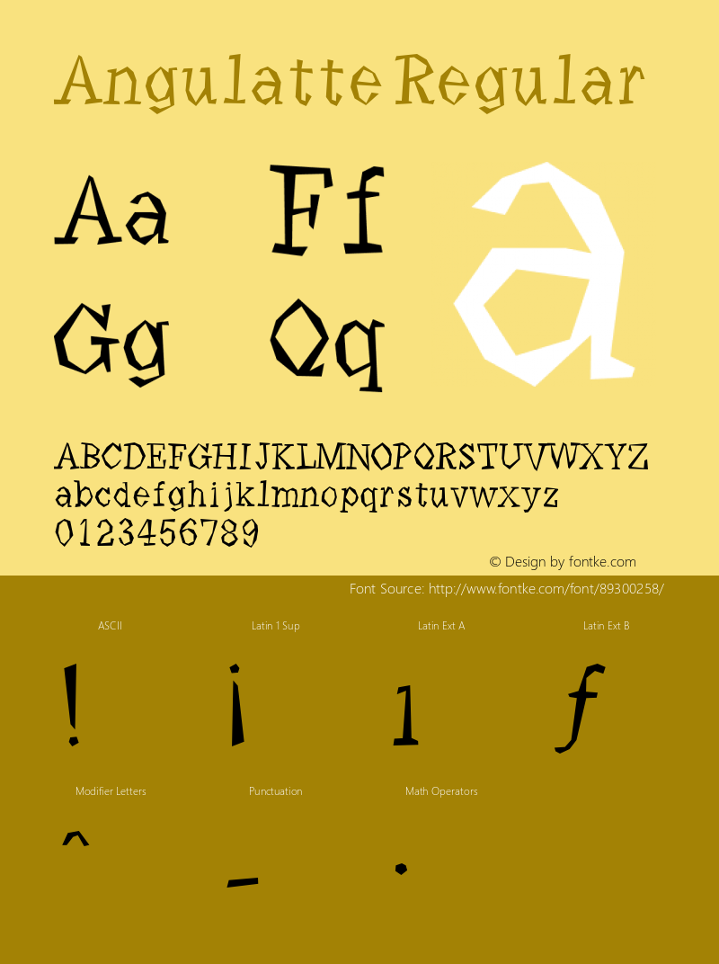 Angulatte W05 Light Version 4.10 Font Sample