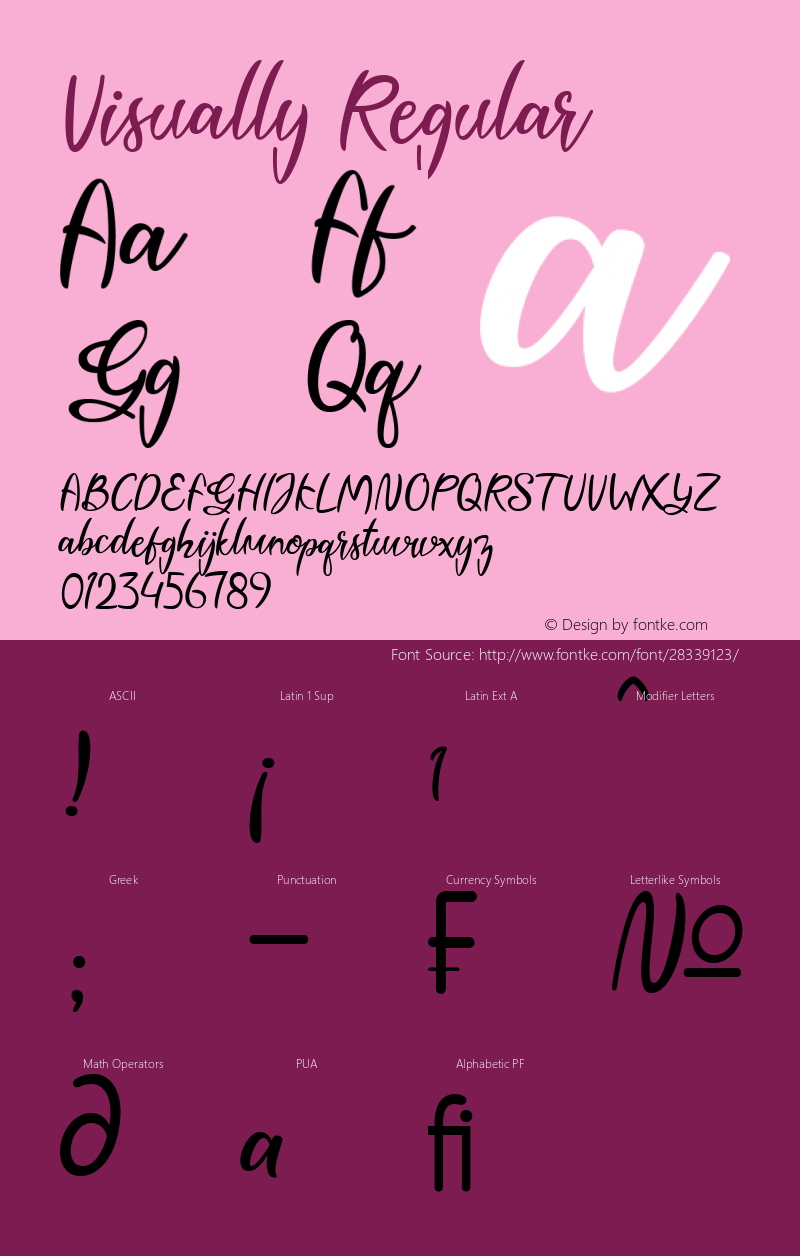 Visually Version 1.00;November 7, 2018;FontCreator 11.5.0.2422 64-bit Font Sample