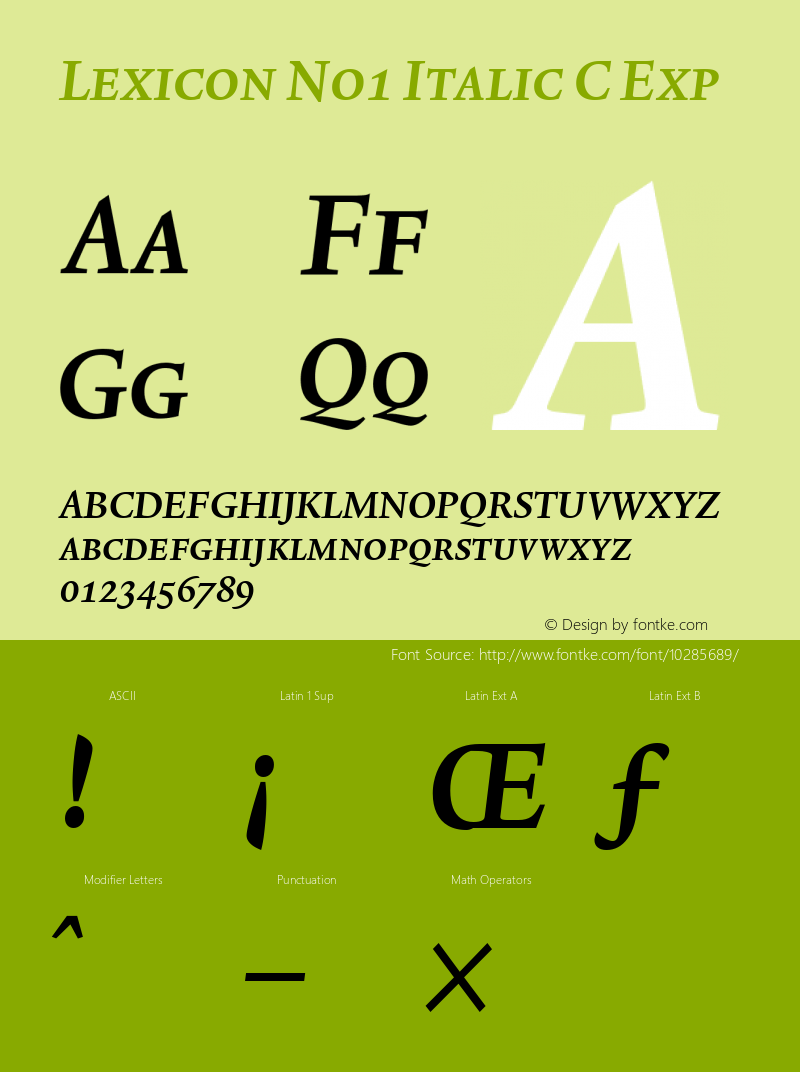 Lexicon No1 Italic C Exp 001.000 Font Sample