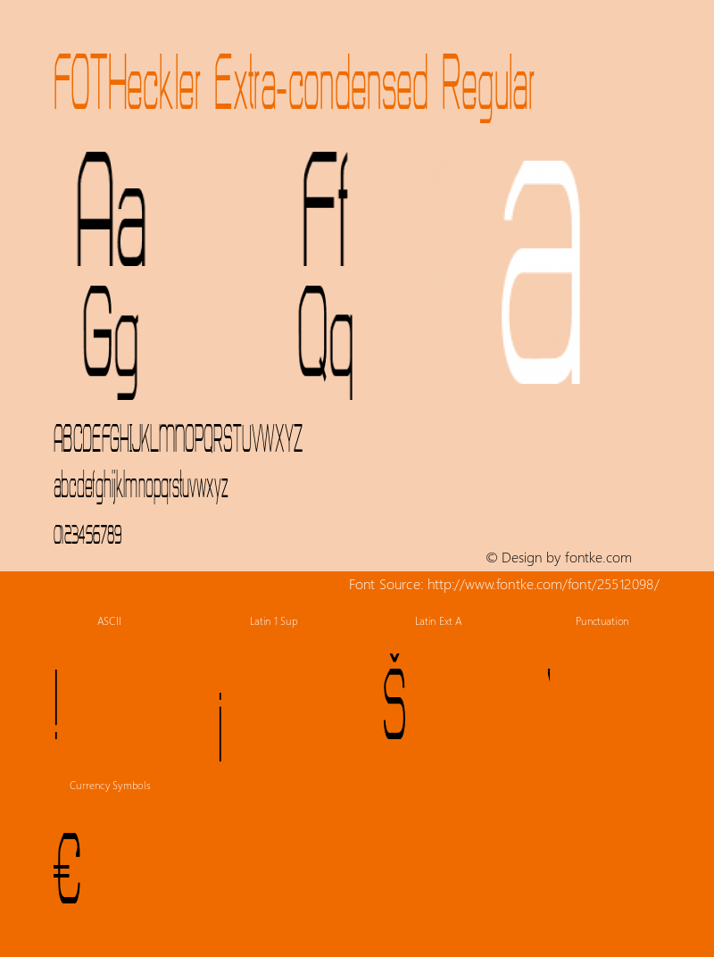 FOTHeckler-ExtracondensedRegular Version 1.000 Font Sample