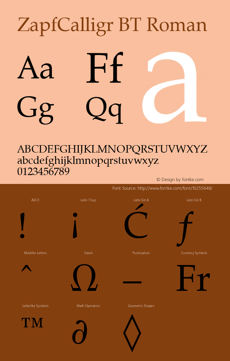 ZapfCalligr BT Roman mfgpctt-v1.52 Monday, January 25, 1993 12:00:45 pm (EST) Font Sample