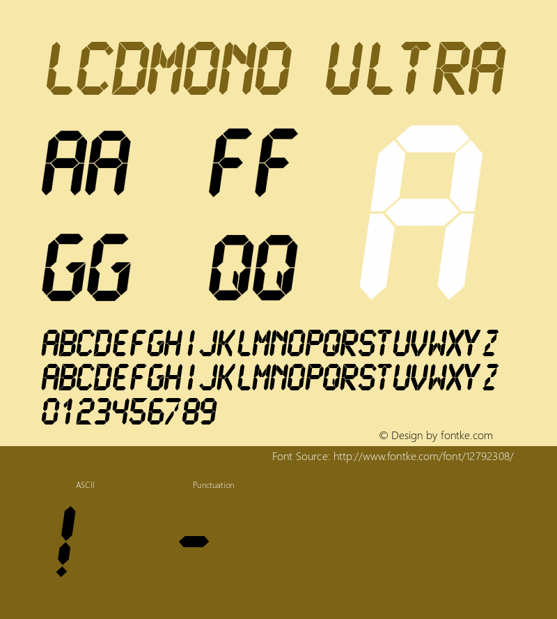 LCDMono Ultra Altsys Fontographer 4.0.4 1999/10/30 Font Sample