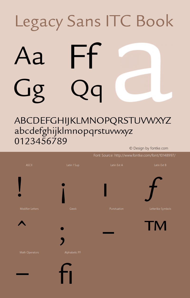 Legacy Sans ITC Book Version 001.005 Font Sample