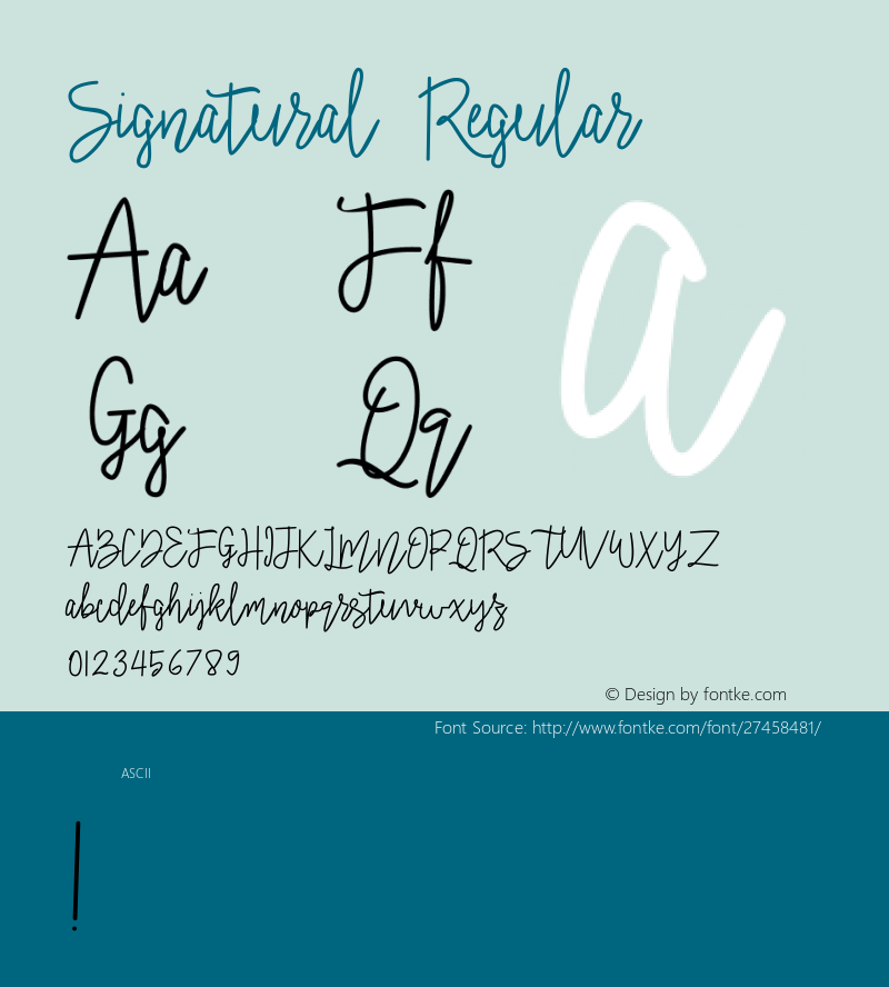 Signatural Version 001.000 Font Sample