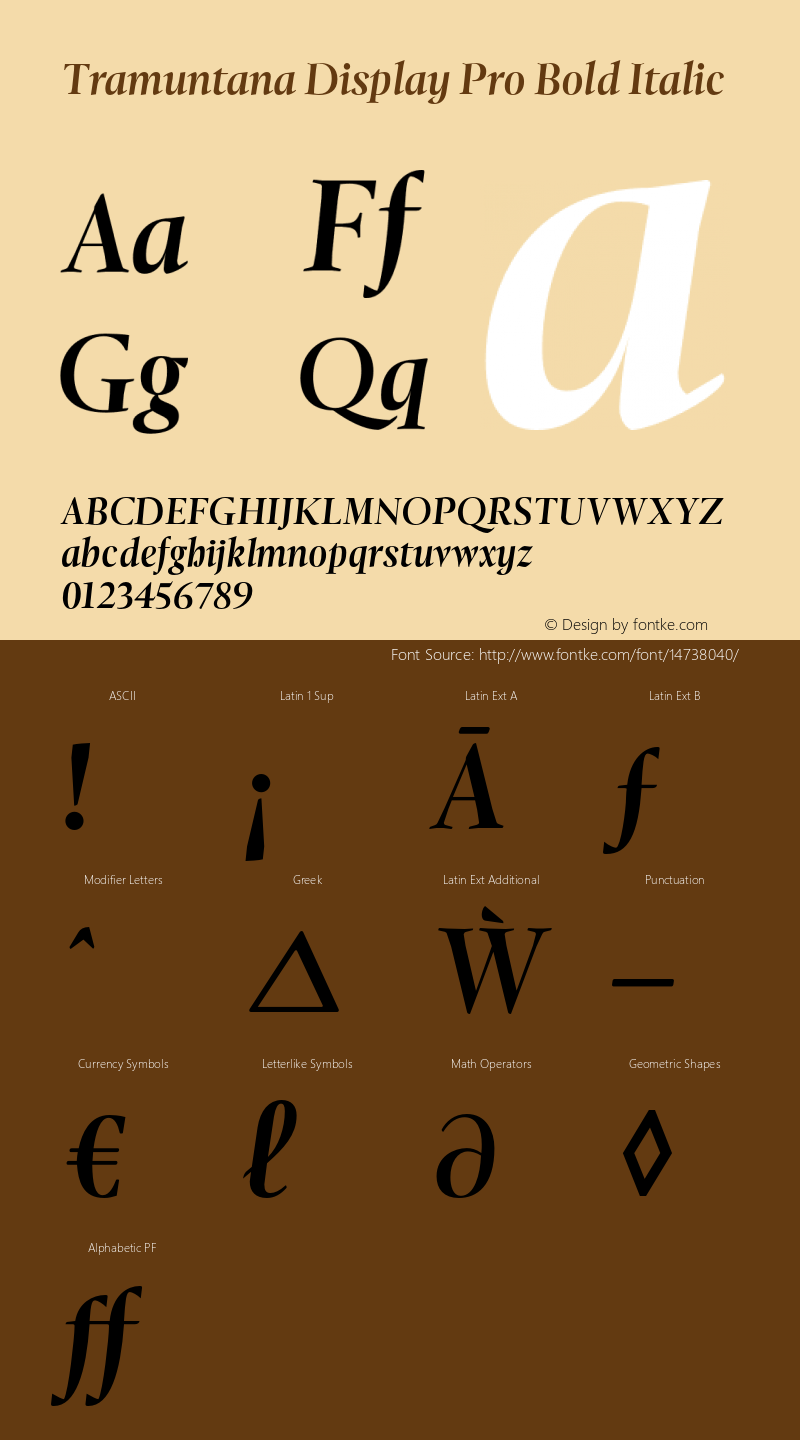 Tramuntana Display Pro Bold Italic Version 2.000 Font Sample