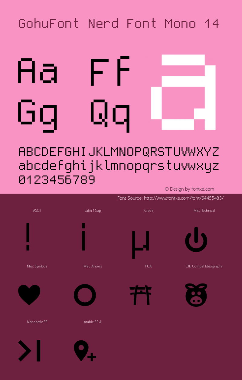 GohuFont Nerd Font Complete Mono Version 001.000;Nerd Fonts 2 Font Sample