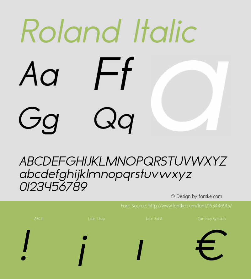 Roland Italic Version 1.000 Font Sample