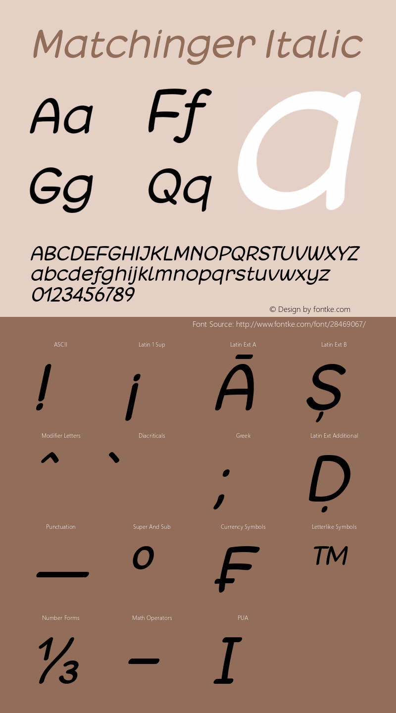 Matchinger Italic Version 1.00;January 21, 2019 Font Sample