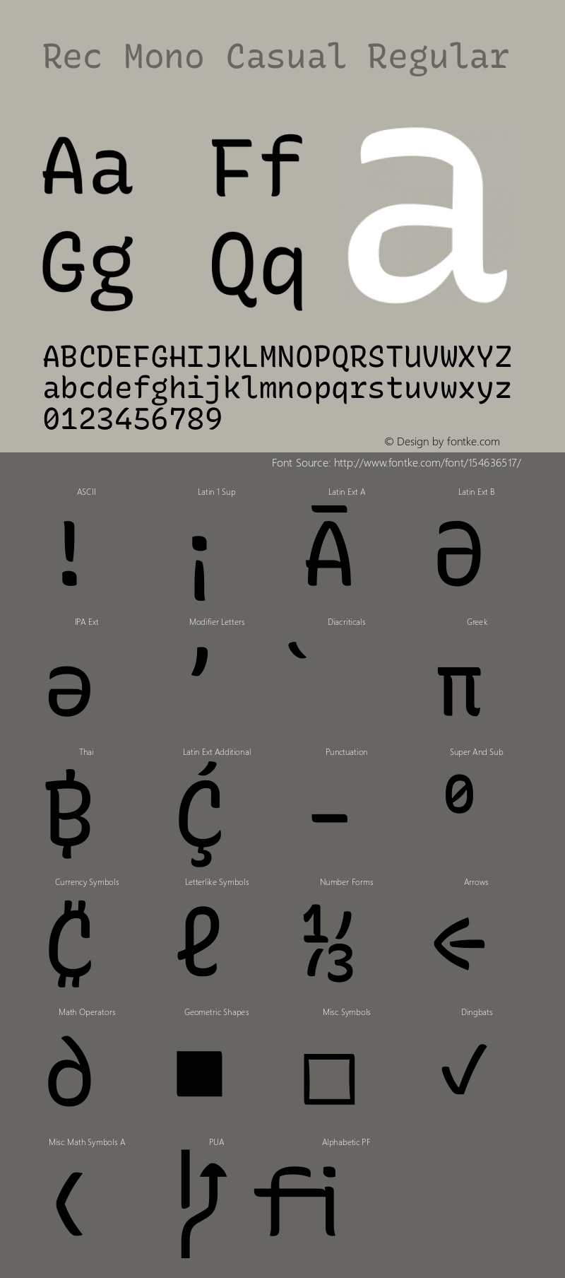 Rec Mono Casual Version 1.071 Font Sample