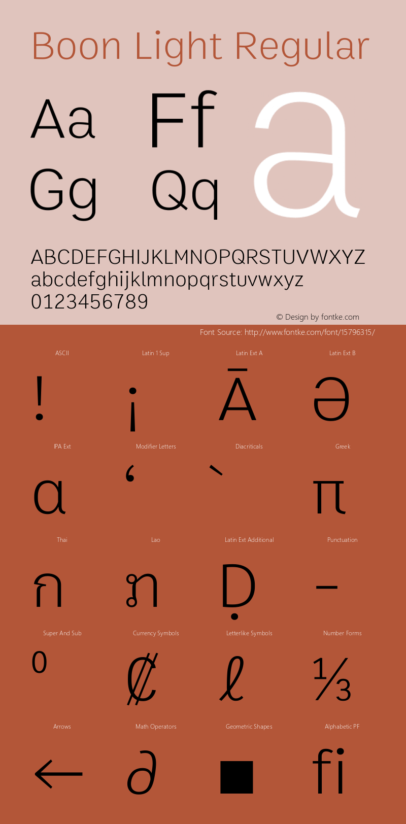 Boon Light Regular Version 1.0 Font Sample