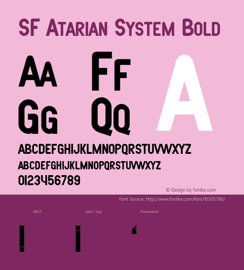 SF Atarian System Bold ver 1.0; 1999. Freeware. Font Sample