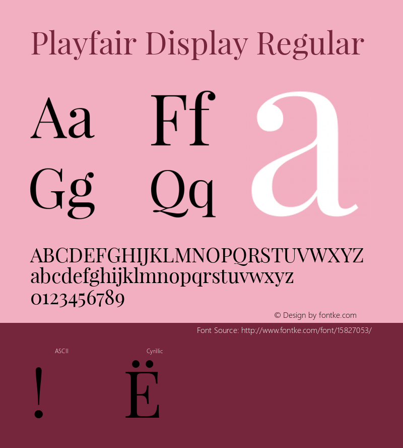 Playfair Display Regular Version 1.004;PS 001.004;hotconv 1.0.70;makeotf.lib2.5.58329; ttfautohint (v1.4.1) Font Sample