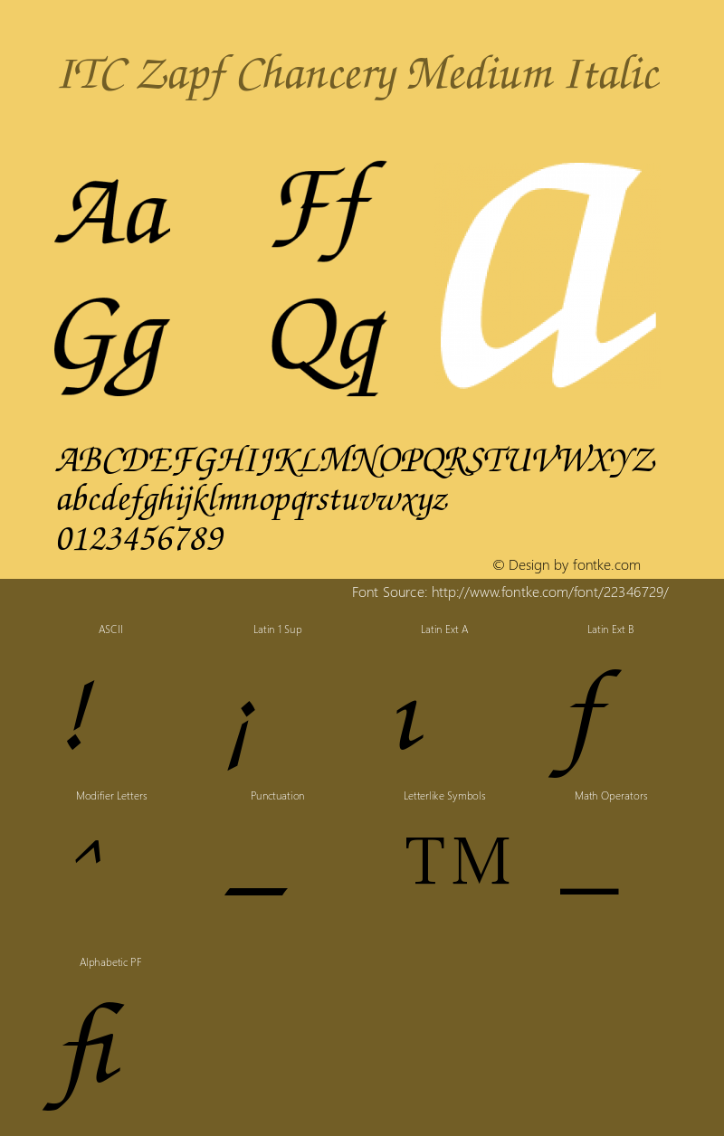 ZapfChancery-MediumItalic 001.003 Font Sample